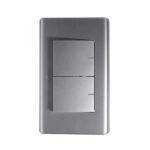 Apagador Doble Para Empotrar Plateado Troen (A136-ETP-2K)