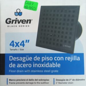 Rejilla Para Baño Cuadrado 4x4 Negro Griven (BL-18)